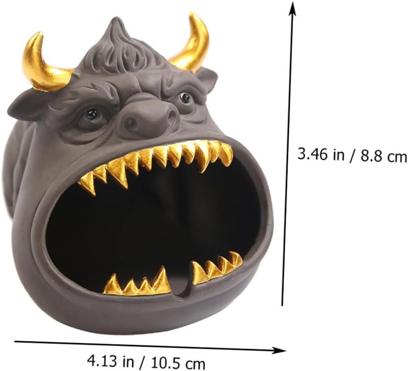 منفضة سجائر سيراميك كرتونية على شكل بقرة مع غطاء حاوية أعقاب سجائر مقاومة للرياح ديكور منزلي - Image 2